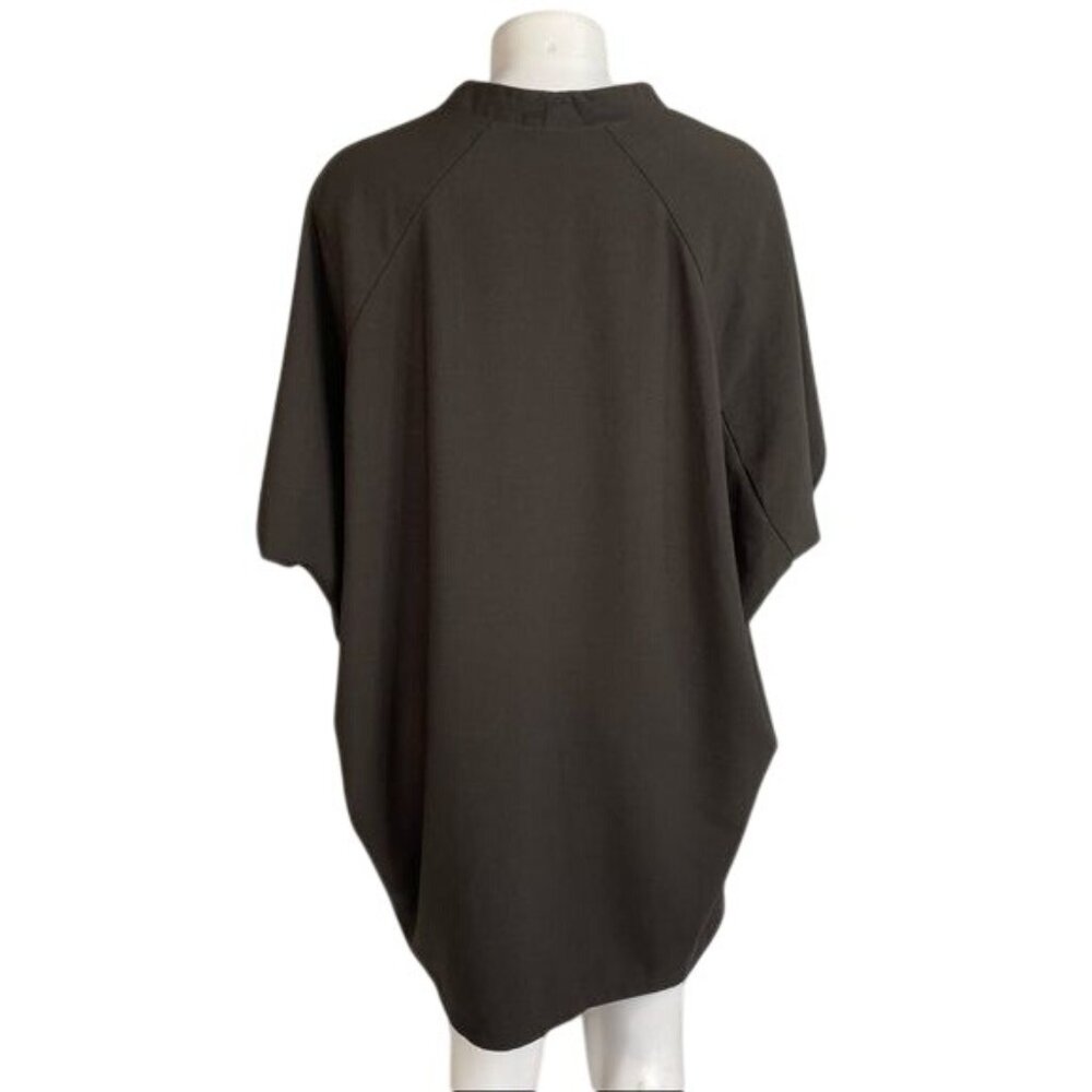Mock Neck Oversized Tunic T-Shirt Dress Dark Gray Short Sleeve Relaxed Fit - Picture 9 of 9